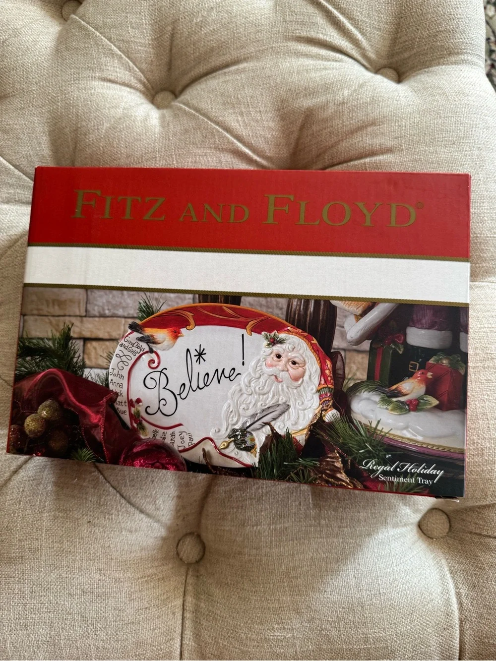 Fitz and Floyd Regal Holiday Sentiment Tray 2014 NIB
